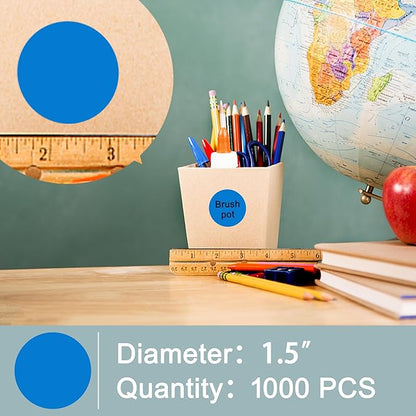 Hybsk 1.5 inch Circle Color Direct Thermal Stickers Shipping Labels for Barcodes,Name Tag,DIY Logo Design,Inventory– Compatible with Zebra,Rollo,Munbyn,and More-1000 pcs (1.5 inch,Blue)