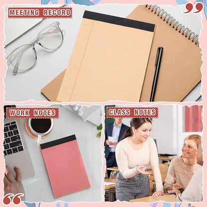 Lincia 24 Pcs 4" x 6" Legal Pad Writing Notepads Small Legal Pad College Ruled 30 Sheets Multiple Color Lined Note for Work 80 Gsm Paper for Grocery List Shopping List (Vintage Color)