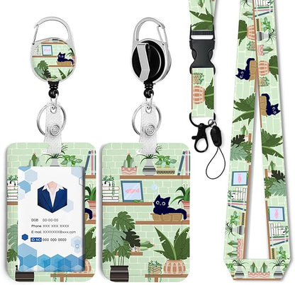 Cute Cat Hidden in The Flowers Badge Holder with Retractable Reel and Breakaway Lanyard，Badge Clips Retractable Heavy Duty Badge Reel，ID Holder with Breakaway Lanyard for School Nurse Office Teen ﻿…