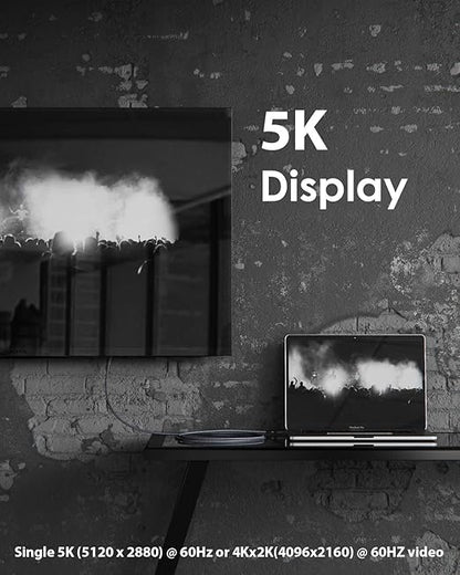 [6.6Ft] Thunderbolt 3 Cable with 40Gbps Data Sync/100W Charging Supports Single 5K@60hz or 2X 4K@60hz Monitor, External SSD, eGpu, MacBook Pro