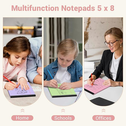Legal Pads 5x8 Inch, 6 Pack, Narrow Ruled, 5x8 Colored Legal Pad, Mini Double-Sided Printing Notepad Perforated Small Notepad 5x8" Lined Paper, 30 sheets, Colored Writing Pads for Office Home School