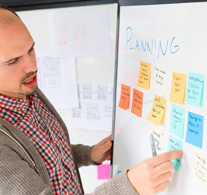 12 Pack Sticky Notes Large,3 x 5 in Super Sticking Power Memo Pads,12 Bright Colorful Self-Stick Pads,100 Sheets/Pad 2X The Sticking Power Easy to Post for Office, Notebook & Daily Life