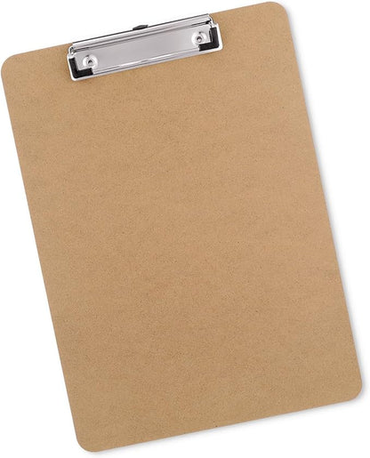 Wood Clipboards, Letter Size Hardboard Clip Board 8.5x11 for Classroom, Students, Kid, Woman, A4 Standard Clipboard Size 9" x 12.5" with Low Profile Clip, Office Supply, School Supply.