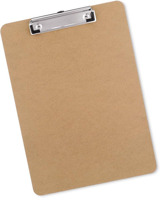 Wood Clipboards, Letter Size Hardboard Clip Board 8.5x11 for Classroom, Students, Kid, Woman, A4 Standard Clipboard Size 9" x 12.5" with Low Profile Clip, Office Supply, School Supply.
