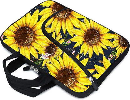 11.6" 12.2 inches Laptop Sleeve Chromebook Case Ultrabook Case Notebook Sleeve Tablet Case Neoprene Handle Sleeve for Men Women, Two Pockets Fit Apple MacBook Air Samsung Acer HP(Sunflowers)