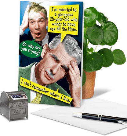 NobleWorks - Hilarious Birthday Greeting Card with 5 x 7 Inch Envelope (1 Card) Bday-Sex-All The Time C6352BDG