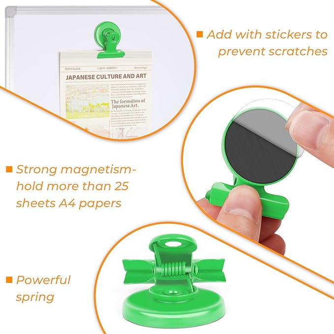 20 Pack Magnetic Clips Heavy Duty, Refrigerator Magnets, Clip Magnets Fridge, Strong Magnet Clips for Home Office Cruise (Light Green)