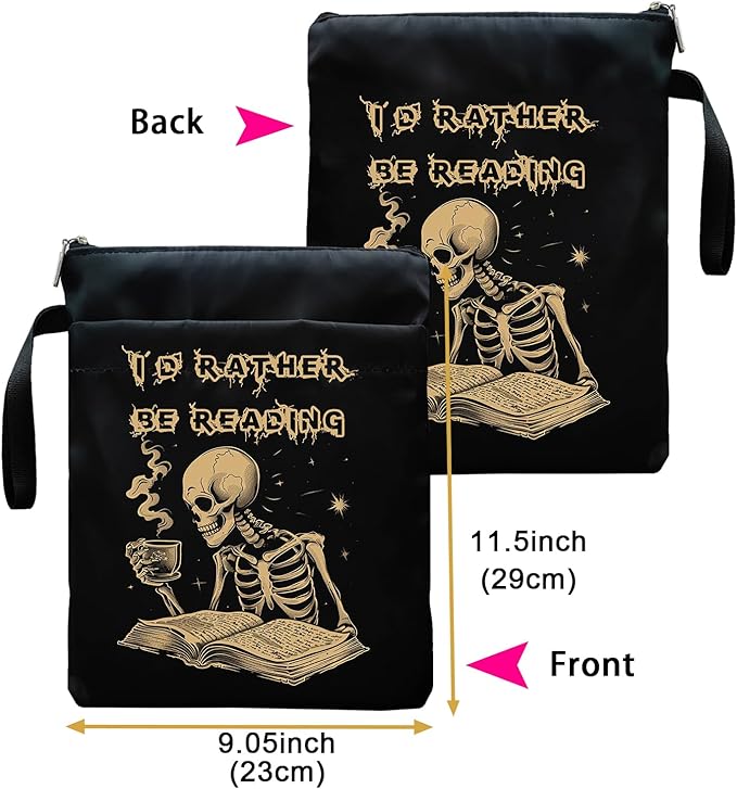 Book Sleeve, Book Sleeve with Zipper, Book Sleeve for Book Lovers, The Reader Tarot Card Book Sleeves, Book Pouch Kindle Protector, Gifts for Women Teacher Librarian Bookworm Bookish (Black-E, Large)