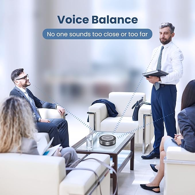 Enther&MAXHUB Bluetooth Speakerphone,USB Conference Speaker with 360° Voice Pickup&6 Microphones,Noise Reduction,Compatible with Zoom,Teams,Skype,Ideal for Professional Conference Call&Home Office
