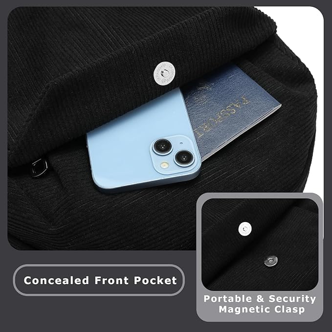 YGR Laptop Backpack for Women and Men, Waterproof Lightweight Travel Daily Rucksack Casual 15.6 inches Computer Bags for College, Black Corduroy