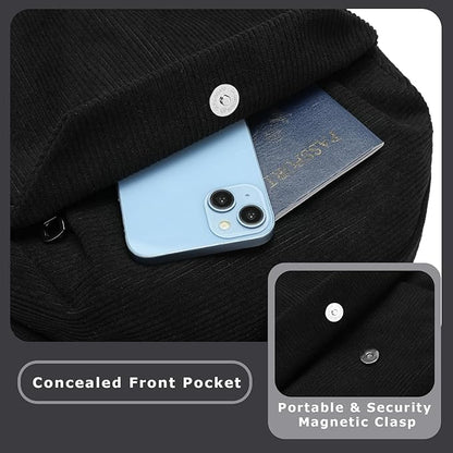 YGR Laptop Backpack for Women and Men, Waterproof Lightweight Travel Daily Rucksack Casual 15.6 inches Computer Bags for College, Black Corduroy