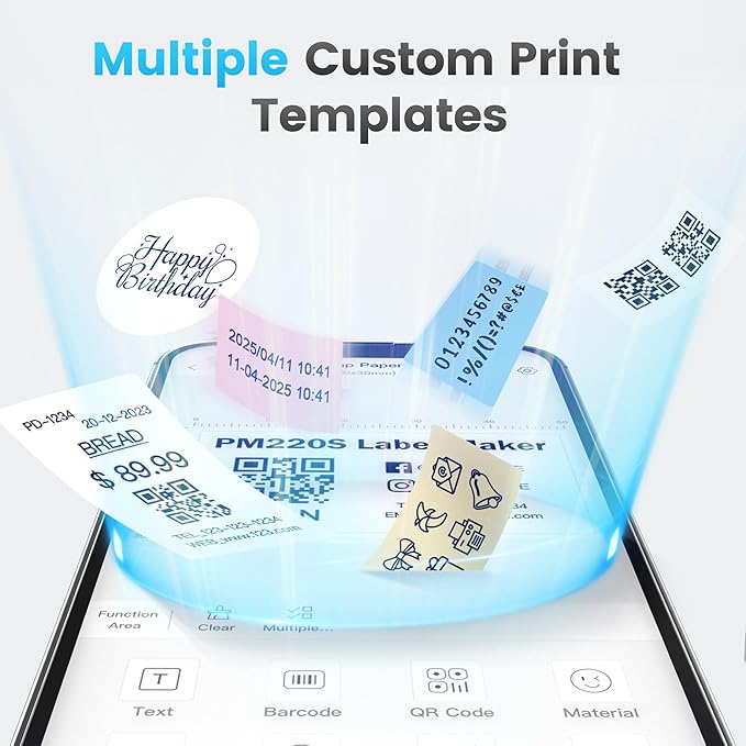 POLONO Thermal Labels for PM220S Label Maker, 1.57"x1.18" (40x30mm), Multi-Purpose Thermal Sticker Label Tape, Self-Adhesive Thermal Paper for Home, Office, 230 Labels/1Roll, Clear