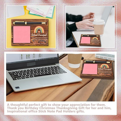 School Principal Sticky Note Holder, Thank You School Principal Gifts, School Principal Appreciation Gifts, School Principal Office Decor Self-Stick Note Pad Holders YB369