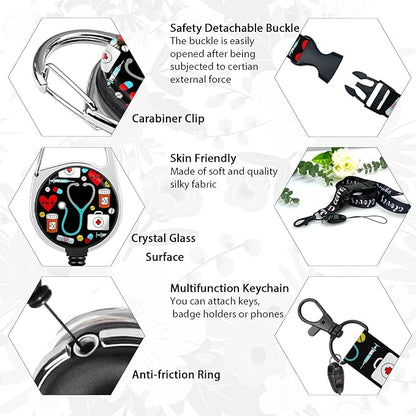 ID Badge Holder with Breakaway Lanyard, Retractable Badge Reel Name Tag, Cute Funny Nurse Lanyards for ID Badges Ajustable, Teacher Nurse Work Office Gifts