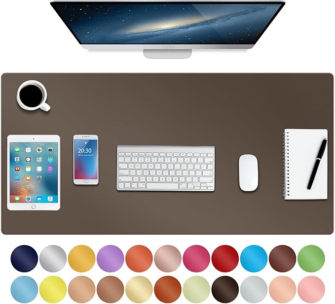 ‎Boutilon Leather Desk Pad 35"x 17" Non-Slip Mouse Pad,Office Desk Mat,Waterprooft PU Leather Desk Blotter,Desk Pad Protector,Desk Writing Pad for Home Office Decor (L-Coffee,35"x 17")