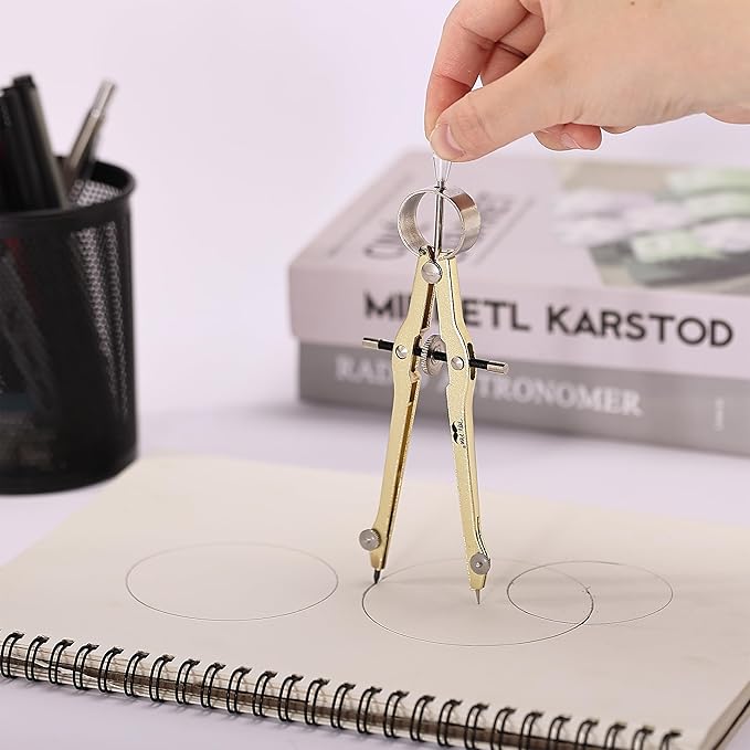 Mr. Pen Professional Geometry Compass - Gold with Extra Leads, Metal with Lock, Drawing & Drafting Compass