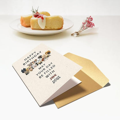 Chenive Happy Birthday Card for Dog Lover, Funny Birthday Card for Dog Mom Dog Dad, Cute Puppy Birthday Card for Him Her, May Your Day Be Filled With Dogs Bday Card