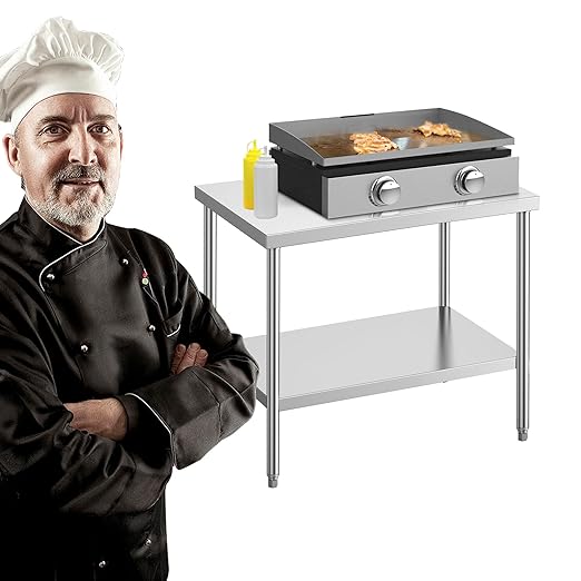 Stainless Steel Table for Prep & Work 24 x 36 Inches, NSF Commercial Heavy Duty Food Prep Worktable with Undershelf for Restaurant, Home and Hotel Christmas Preparation Table