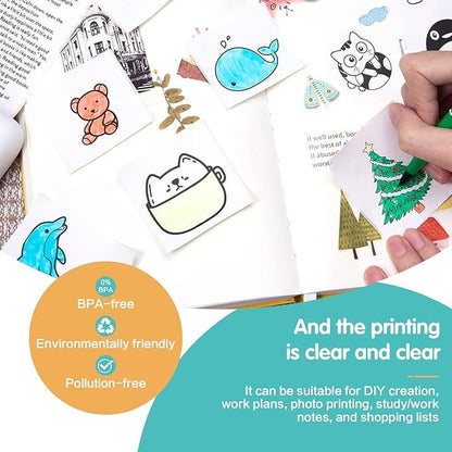 6 Rolls Mini Printer Sticker Thermal Paper Compatible M02/T02, White Self-adhesive paper 53x28mm, Mini Photo Printer Sticker to Print Photo, Note, Journal, Memo