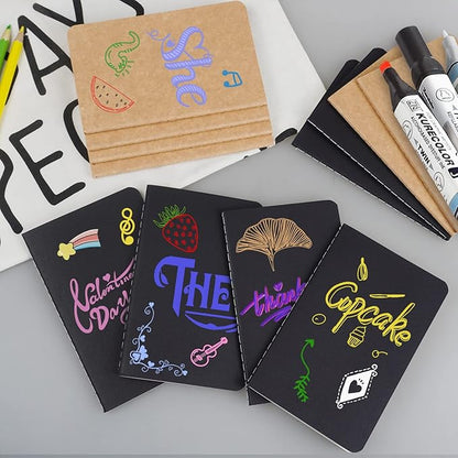 Gwybkq Mini Notepads Bulk 60 Pack Small Journal Pocket Notepad Kraft Brown&Black Notebooks for Kids 3.5 x 5.5 Inches, 30 Sheets/60 Pages