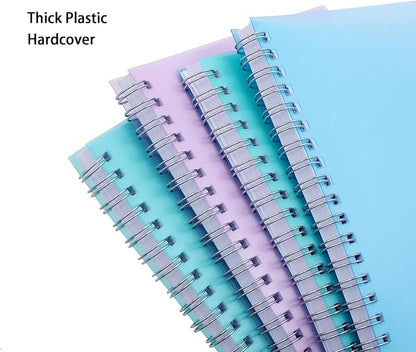 Spiral Notebook, 4 Pack A5 Aesthetic College Ruled - Lined Journals Notebooks, Cute Office Supplies Notebooks for Work, Study, and Notes, 640 Pages, 5.7" x 8.3" ( Blue, Pink, Green, Transparent )