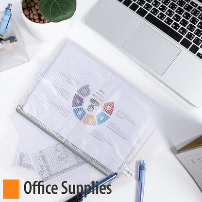 20PCS Mesh Zipper Pouch Bags, A4 13x9 Inches Waterproof Mesh Bags with Zipper, Plastic Zipper Pouch for Organizing, Mesh Bag for Travel Storage School Supplies, 8 Colors Assortment