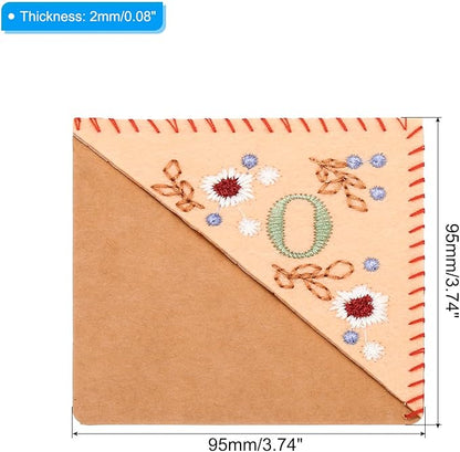 PATIKIL Personalized Embroidered Corner Bookmark, Cute Flower Felt Stitched Triangle Book Mark Page Marker for Women Men Book Lovers Teachers, Pink, Letter O