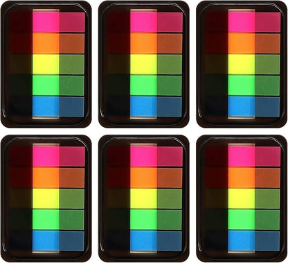 600 Pieces Sticky Index Tabs Page Flags, ALOTCHE Transparent Sticky Notes Book Sticky Tabs for Annotating Books, Neon Pop Up Index Tabs Self-Adhesive Page Marks for Classify File