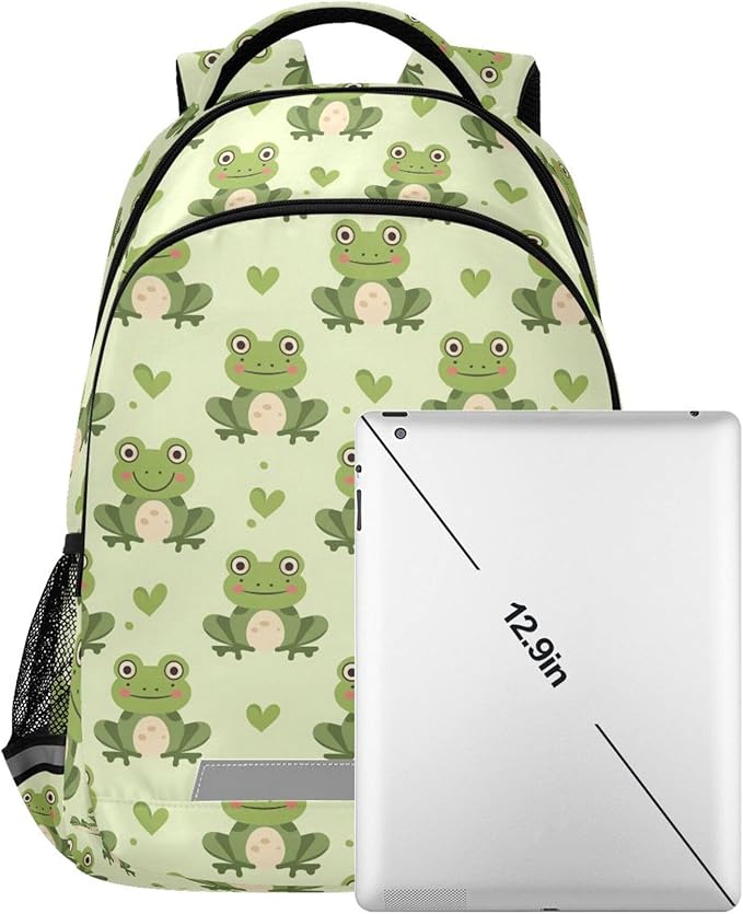 MNSRUU Laptop Backpack with Chest Strap, Frog School Backpack, Travel Hiking Backpack for Boys Girls Teen Adult, Rucksack, Knapsack