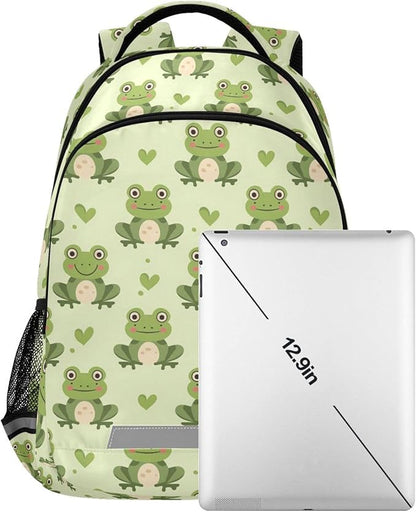 MNSRUU Laptop Backpack with Chest Strap, Frog School Backpack, Travel Hiking Backpack for Boys Girls Teen Adult, Rucksack, Knapsack