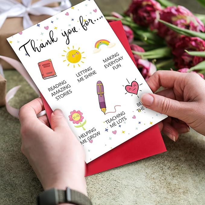 Lovely Thank You Teacher Card, Great Teacher Appreciation Gifts Card from Students, Thank You for Helping Me Grow Card, End of Term Gift