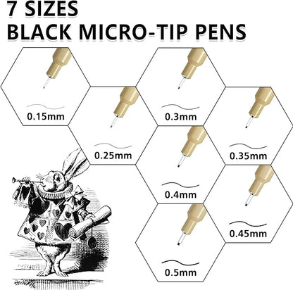 Shuttle Art 18-Pack Micro-line Pens - 11 Waterproof Archival Ink Colors in 0.3MM Felt Tip & 7 Blacks in 0.15-0.5MM For Journaling, Illustrating & Drawing