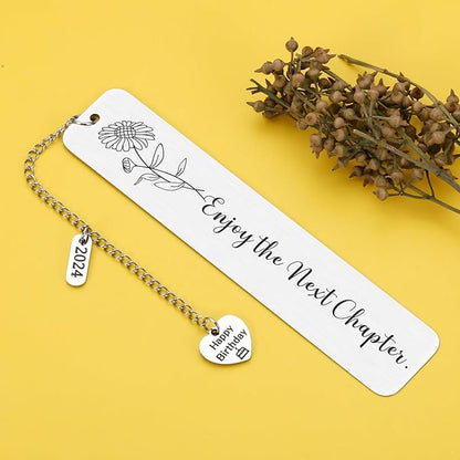 50th Birthday Gifts for Her, 16 21st 30th 40th 50th 60th Birthday Gifts for Her, Birthday Gift Ideas for Friend Bestie Mom Grandma Sister Girls Book Lovers,Birth Flower Bookmark,Sunflower Gifts