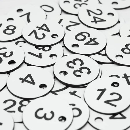 StayMax Plastic ID Number Tags Engraved Tags Key Tags Without Key Rings (1-100, White)