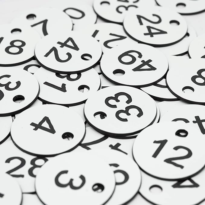 StayMax Plastic ID Number Tags Engraved Tags Key Tags Without Key Rings (201-300, White)