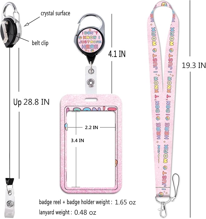 Pink Layard for Keys Funny Work ID Badge Holder Lanyard & Retractable Badge Reel Cute Key Lanyard for Women Girls Staff for ID Badges Aesthetic ID Card Holder Lanyard