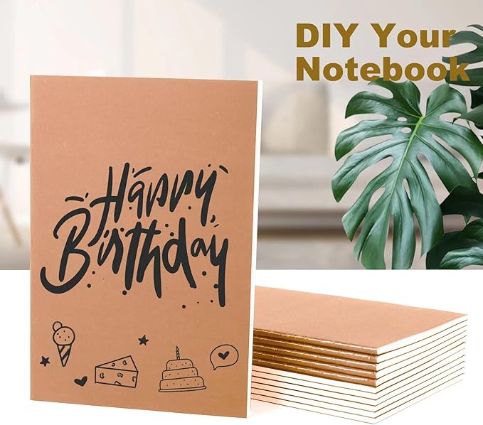 Ddaowanx 24 Pack A5 Kraft Notebooks, Journals in Bulk, Blank Paper Sketchbooks, 72 Pages, 36 Sheets, 80GSM, 8.3x5.5 Inch, Travel Writing Notebooks Journal for Office School Supplies (24pack, Kraft)