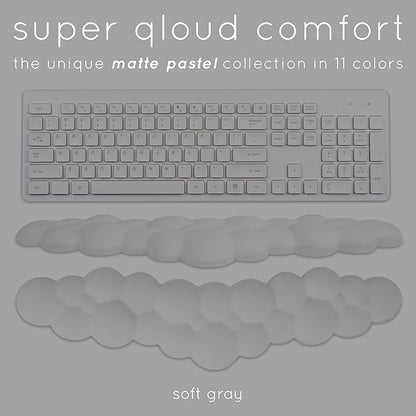 Qloud Cloud Wrist Rest Keyboard Wrist Rest for Computer Keyboard Pad, Cloud Keyboard Wrist Rest, Wrist Pad for Keyboard, Memory Foam, Non Slip Base, Comes with Mouse Pad - Soft Gray