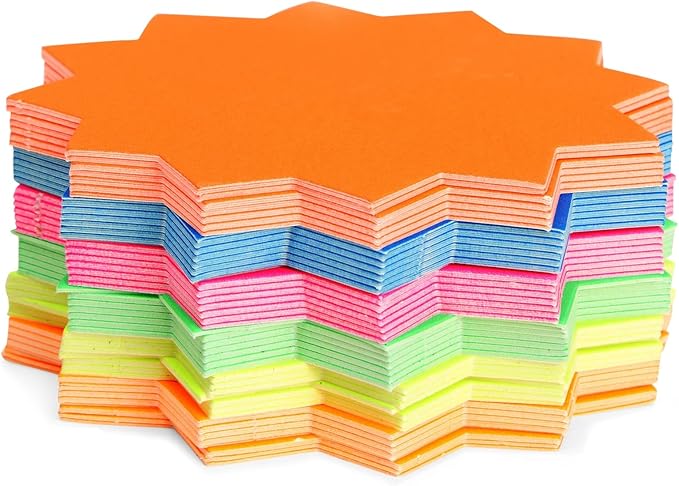 Juvale 120-Pack Bulletin Board Decorations, Blank Cutouts, Starburst Signs for Retail, Office Supplies, Sales, Poster Boards, Bulletin Cutouts, and Classroom Tags (6 Colors, 4x4 in)