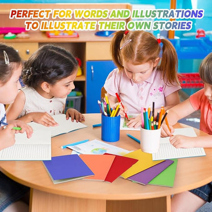 Gueevin 8 Pcs Blank Books for Kids to Write Stories Bulk Composition Notebooks Colorful Soft Cover Notebooks for Drawing Ruled Lined Journals Sketching Kindergarten Easter Gift (Stylish Colors)