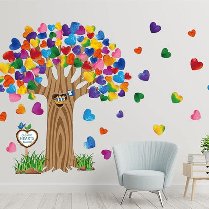 Classroom Tree Bulletin Board Decorations Set Hearts Bulletin Board Tree Cutouts Teacher Classroom Wall Decor for Elementary School Chalkboard Supplies (Lovely Style)