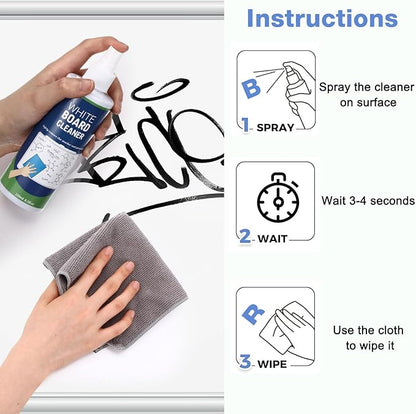 8 Pack Whiteboard Cleaner Spray 8.5oz - Dry Erase Board Cleaner with 4 Cloths, Non-Toxic, Removes Stubborn Marks