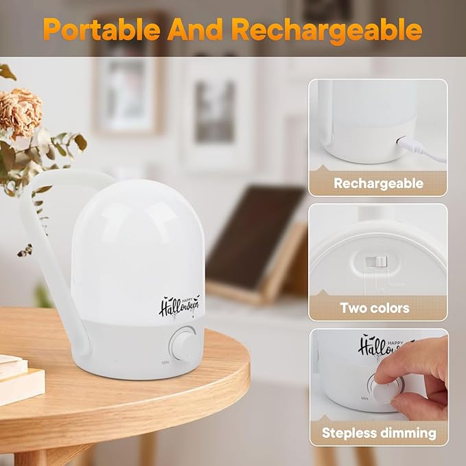 Rechargeable Lamp 1200mAh Small Bedside Rechargeable Lanterns Dimmable Led Cordless Tent Light Holiday Gifts Work,White A