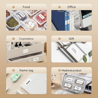 NIIMBOT D110 Label Maker Tape Adhesive White Label Paper 0.55" X 1.97" (14 X 50mm) 130 Labels/Roll, Compatible for NIIMBOT D11 D110 Label Printer, Thermal Paper Black on White, 3-Roll