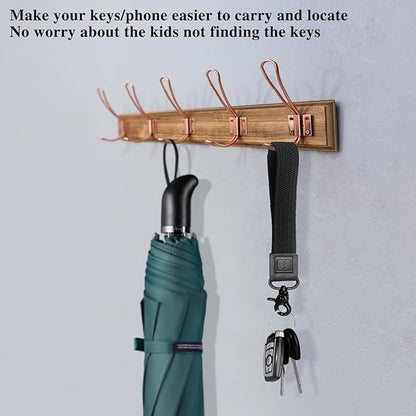 Fishent Stretchy Wristlet Keychain,Braided Cute Wrist Lanyards for Keys, Key Chain Holder for Women Men, Wrist Strap Keychain for Car Keys Phone Camera Wallet ID Badges Card (Black)