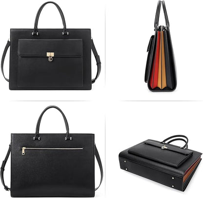CLUCI Briefcase for Women Vegan Leather 15.6 Inch Laptop Bag Large Pocket Business Ladies Shoulder Bag