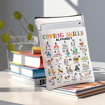 Book Themed Gifts Waterproof Book Sleeve Book Pouch Funny Reading Gifts SLP gifts Speech Therapy Gifts for Women Book Covers for Paperbacks Book Accessories Book Protector with Zipper and Front Pocket