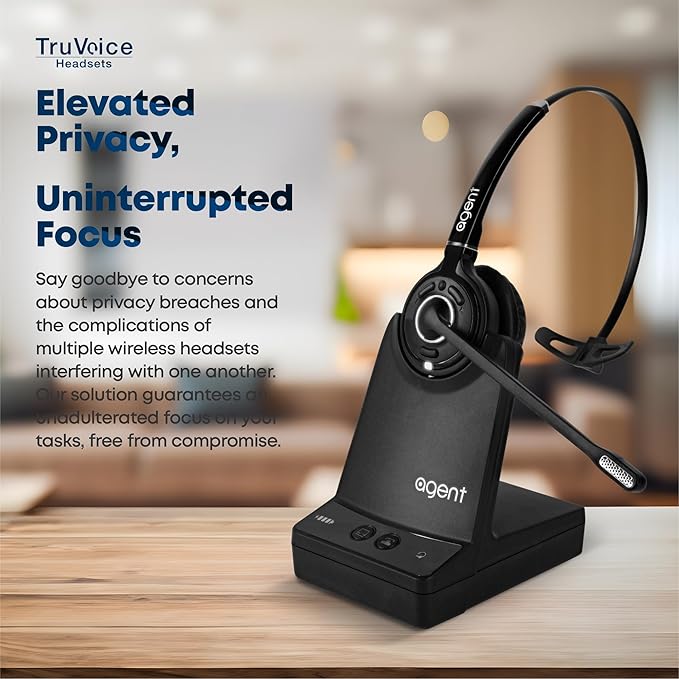 TruVoice Agent AW50 Wireless Headsets Training Solution for All Desk Phones with a Headset Port - Allows 2 Users to be on a Phone Call at The Same time for Supervising | Coaching Purposes.