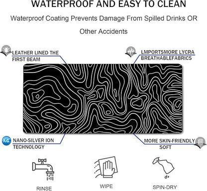 Large Mouse Pad, Big Desk Mat Large Office Desk Pad, Durable Extended Mouse Mat 35.4"x15.7" Mousepad with Non-Slip Rubber Base & Stitched Edge for Home Office Work, White Line