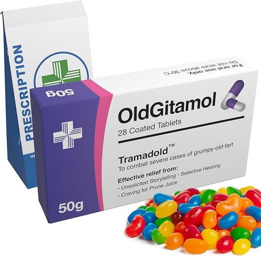 OldGitamol Jelly Beans, Funny Birthday Gift for Him, Over The Hill Gag Gifts for Men, Unique Novelty Christmas Gift for Secret Santa, 30th, 40th, 50th, 60th Birthday Joke Stocking Stuffer Retirement